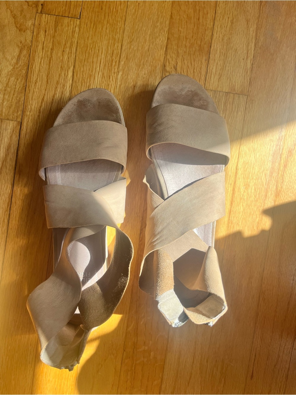 Eileen Fisher Crisscross Wrap Sandals - Beige